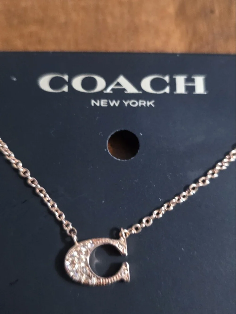 COACH Rose Gold Crystal C Necklace - Women